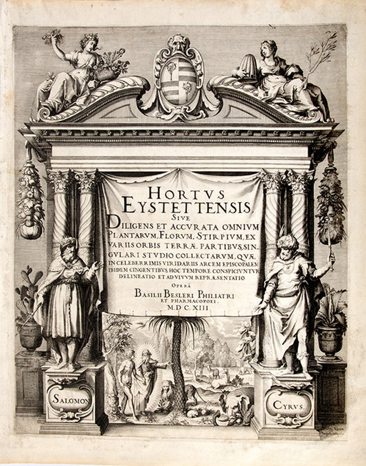 First edition of the first great illustrated flower book, Basil Besler's Hortus Eystettensis, published in an edition of only 300 copies in 1613.