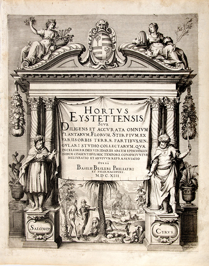 First edition of the first great illustrated flower book, Basil Besler's Hortus Eystettensis, published in an edition of only 300 copies in 1613.