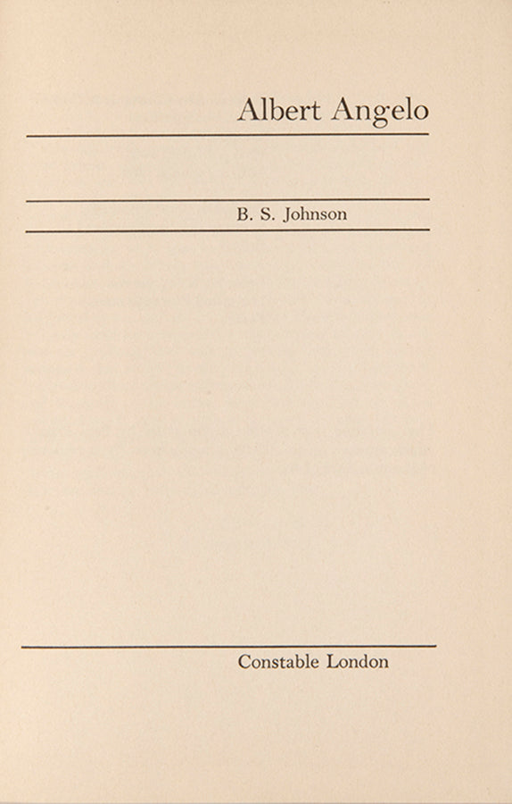First edition of Albert Angelo by B.S. Johnson.