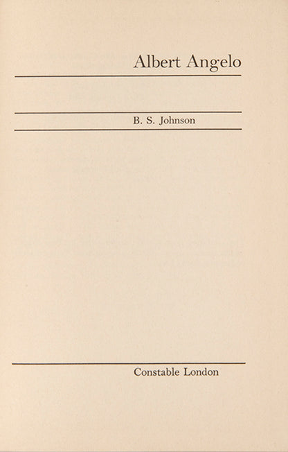 First edition of Albert Angelo by B.S. Johnson.