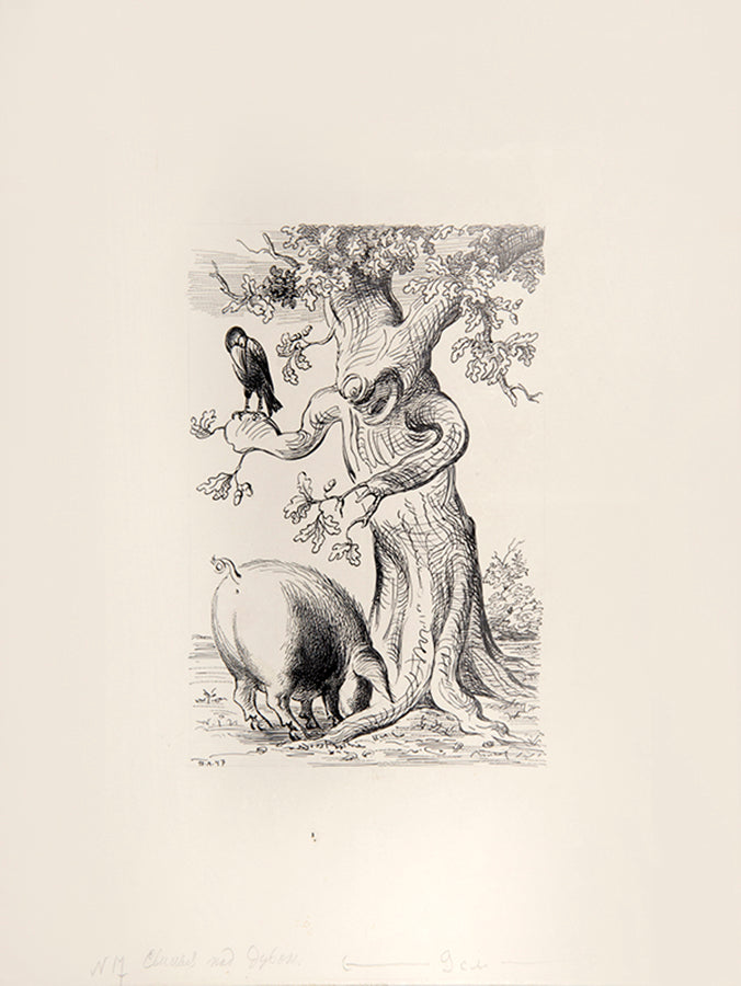 Altman's original pen and ink illustrations for the book of 'Krylov's Fables' published by OGIZ in Moscow, 1947.