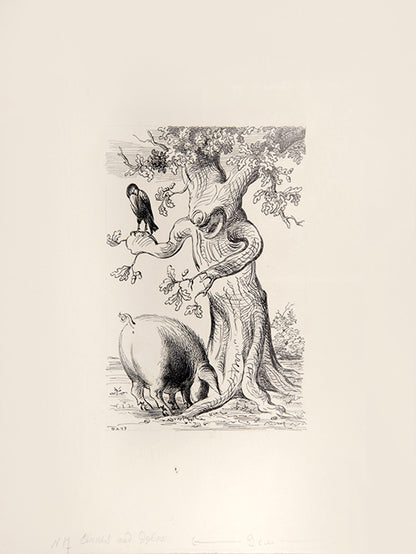 Altman's original pen and ink illustrations for the book of 'Krylov's Fables' published by OGIZ in Moscow, 1947.