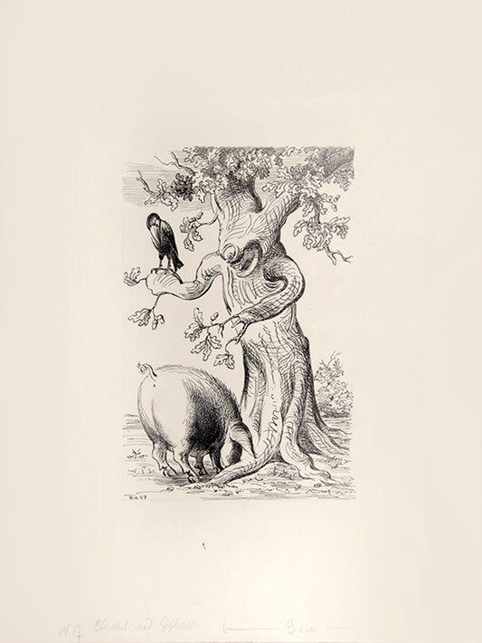 Altman's original pen and ink illustrations for the book of 'Krylov's Fables' published by OGIZ in Moscow, 1947.