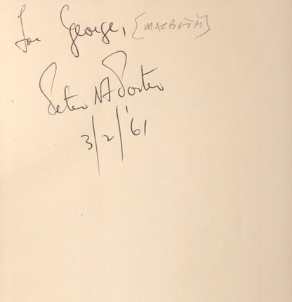 First edition of Once Bitten Twice Bitten by Peter Porter, inscribed by the author to George Macbeth.