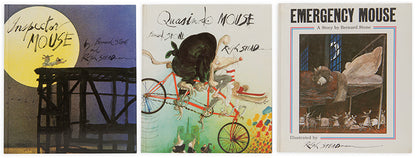 First editions of Inspector Mouse, Quasimodo Mouse, and Emergency Mouse by Bernard Stone and Ralph Steadman, inscribed to Hilary Gerrard