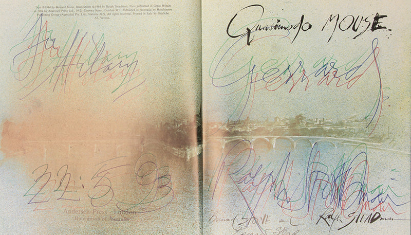 First editions of Inspector Mouse, Quasimodo Mouse, and Emergency Mouse by Bernard Stone and Ralph Steadman, inscribed to Hilary Gerrard