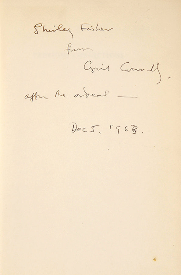 First edition of Previous Convictions by Cyril Connolly, inscribed by the author.