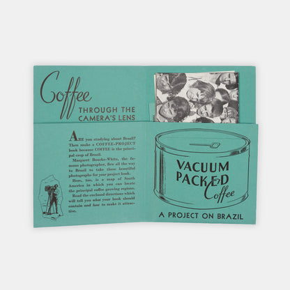 Coffee Through the Camera's Lens is a scarce Depression-era ephemeral publication resulted from an assignment by the American Can Company, for whom Margaret Bourke-White spent two months in Brazil, photographing the coffee industry