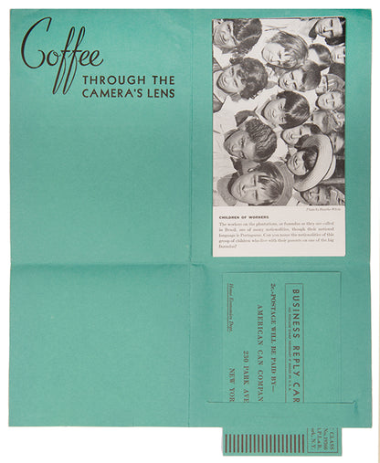 Coffee Through the Camera's Lens is a scarce Depression-era ephemeral publication resulted from an assignment by the American Can Company, for whom Margaret Bourke-White spent two months in Brazil, photographing the coffee industry