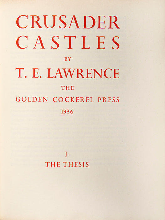 Crusader Castles, edited by A.W. Lawrence.