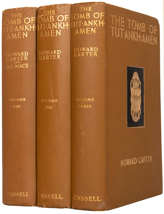 First edition of the three-volume Tut-Ankh-Amen, Howard Carter's account of the most famous archaeological discovery of the 20th century.   