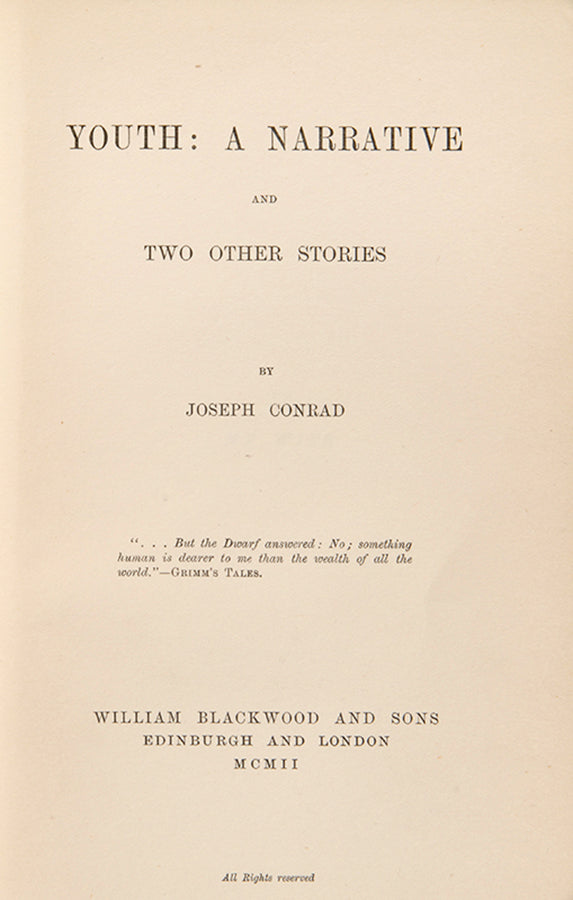 First edition of Youth by Joseph Conrad.