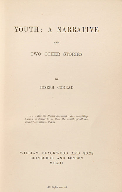 First edition of Youth by Joseph Conrad.