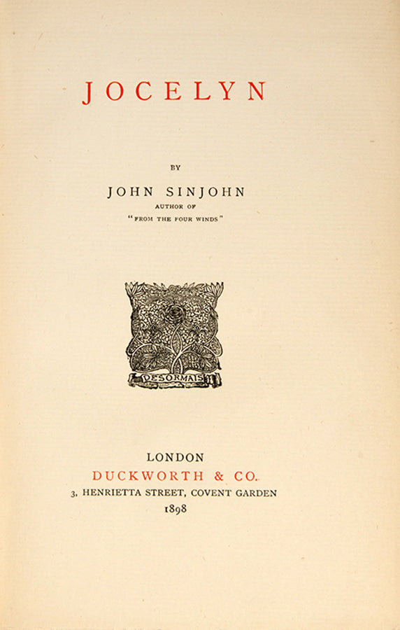 First dition of Jocelyn by John Sinjohn, dedicated to Joseph Conrad.