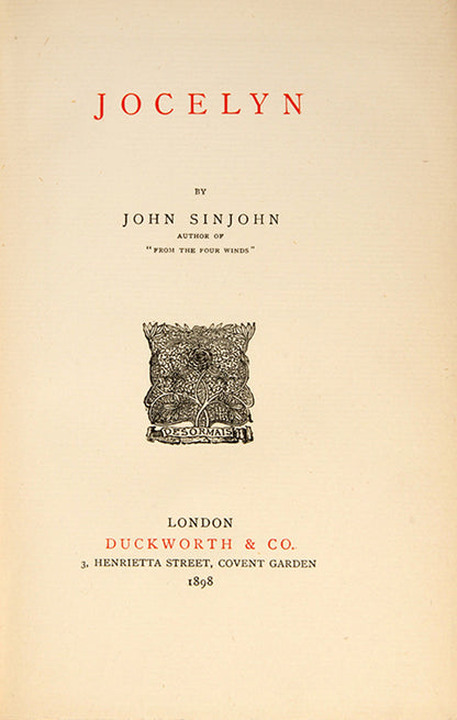 First dition of Jocelyn by John Sinjohn, dedicated to Joseph Conrad.