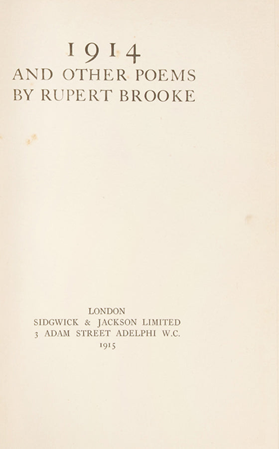 First editions of Poems and 1914 and Other Poems by Rupert Brooke.