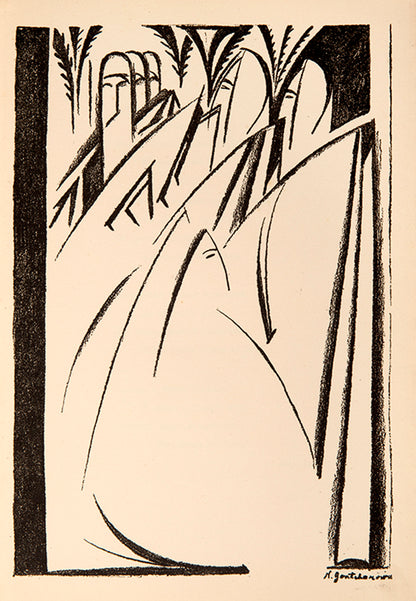 The first edition of Parnakh's collection of poems with striking lithographs by Goncharova. 