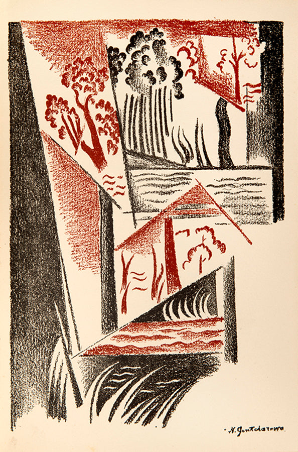 The first edition of Parnakh's collection of poems with striking lithographs by Goncharova. 