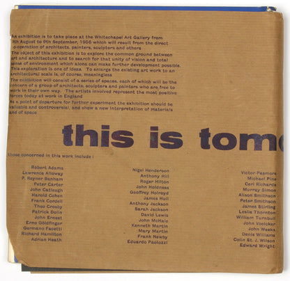This is Tomorrow is the scarce catalogue for the landmark exhibition at the Whitechapel Gallery in 1956 which signalled the birth of British Pop Art.
