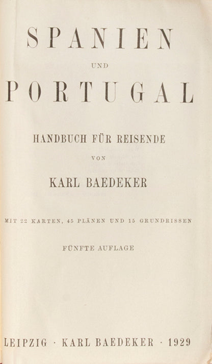 This Baedeker guidbook to Spain and Portugal was Issued in 1942 during the World War II.