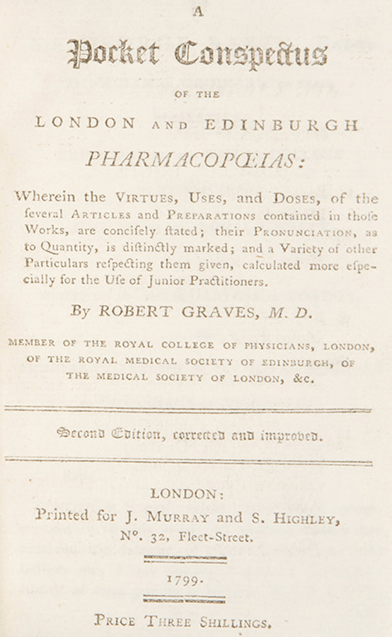 A nice, pocket-sized sammelband containing six medical works dating from the turn of the nineteenth century, of which three are official pharmacopoeias.