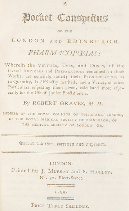 A nice, pocket-sized sammelband containing six medical works dating from the turn of the nineteenth century, of which three are official pharmacopoeias.