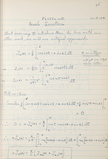 A rare, complete set of lecture notes made by prominent NASA scientist Ray L. Newburn when he was a student in Richard Feynman's advanced mathematical physics course at Caltech in 1954 and 1955.