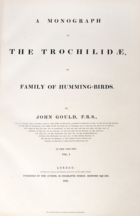 Monograph of the Trochilidae, or family of humming birds.