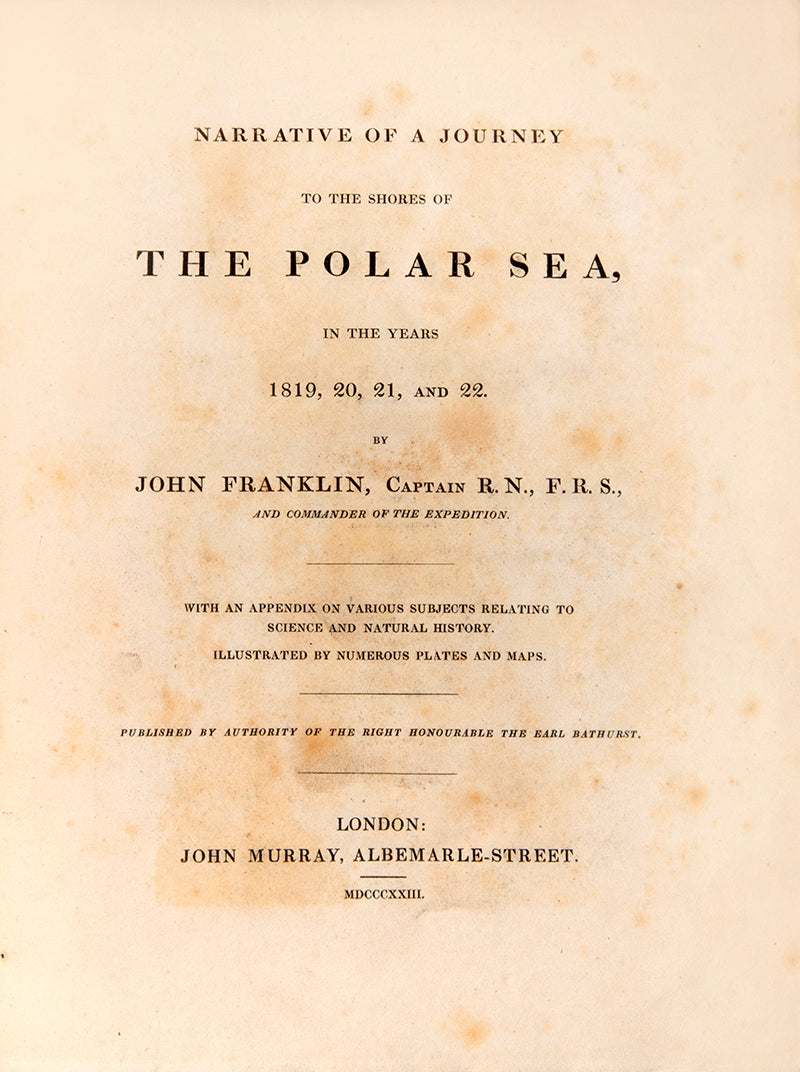 A rare survival, uncut in original boards.  Franklin's famous journey to the Coppermouth River.