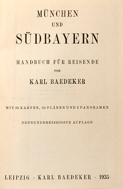This copy of Baedeker's Munchen und Sudbayern had passed the censor and was fit for sale according to the German regulations as strategic areas such as railways have been removed. 