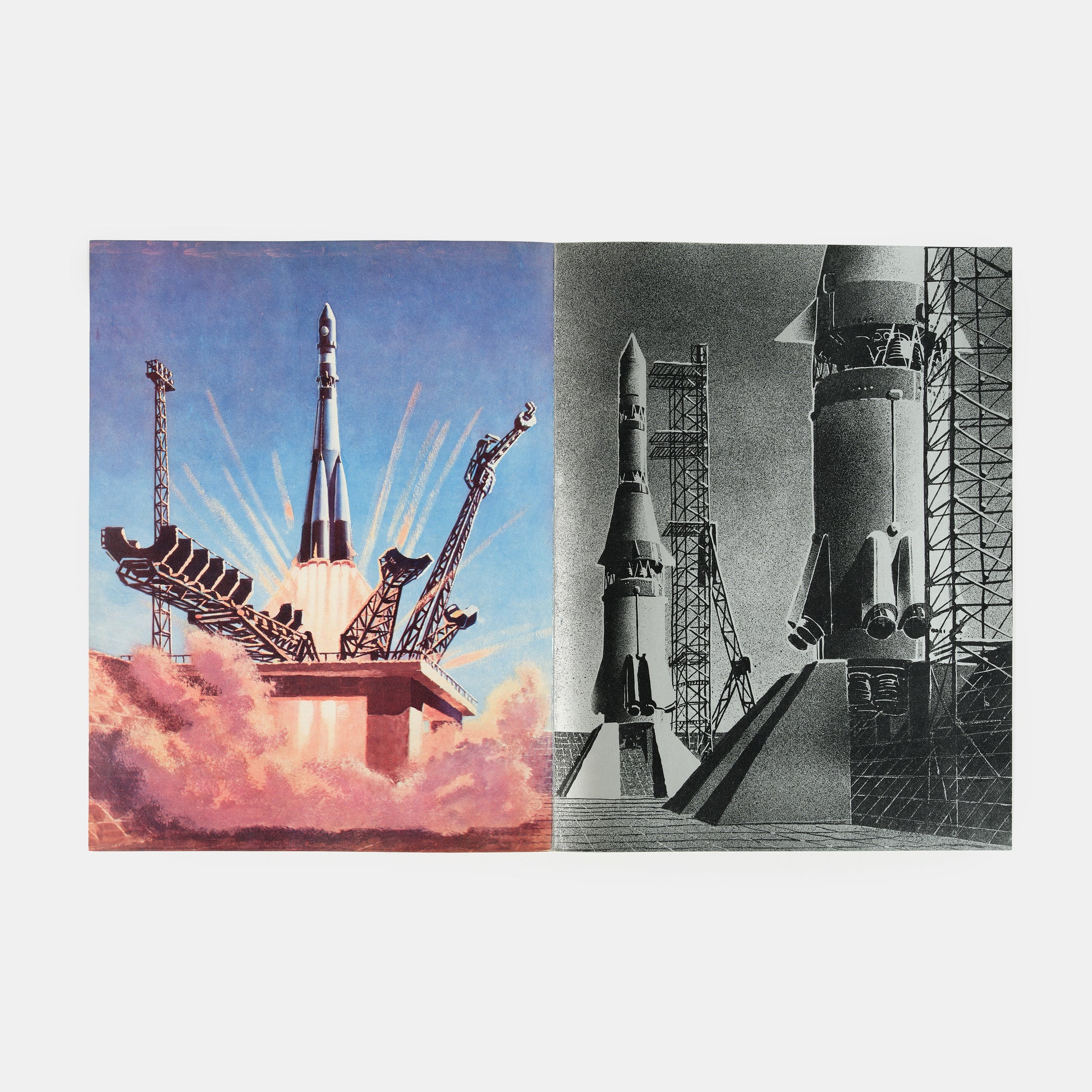 First edition of this striking 1972 portfolio of Soviet Space Art by Andrei Sokolov and A. Leonov, Kosmicheskie Dali [Cosmic Distances], presentation copy inscribed by Sokolov.