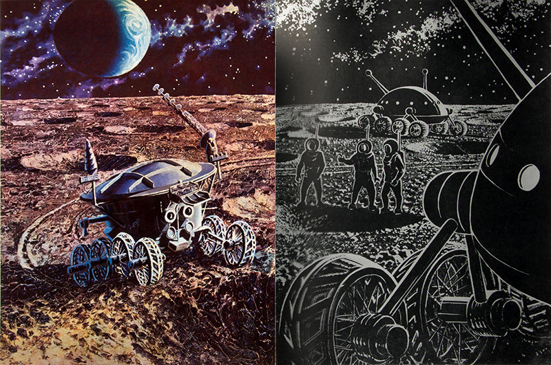 First edition of this striking 1972 portfolio of Soviet Space Art by Andrei Sokolov and A. Leonov, Kosmicheskie Dali [Cosmic Distances], presentation copy inscribed by Sokolov.