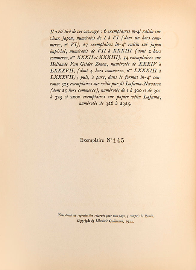 First edition of Charmes by Paul Valery, one of 325 copies.