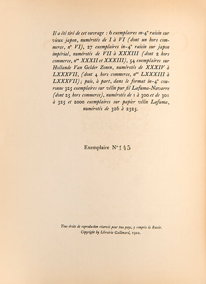 First edition of Charmes by Paul Valery, one of 325 copies.