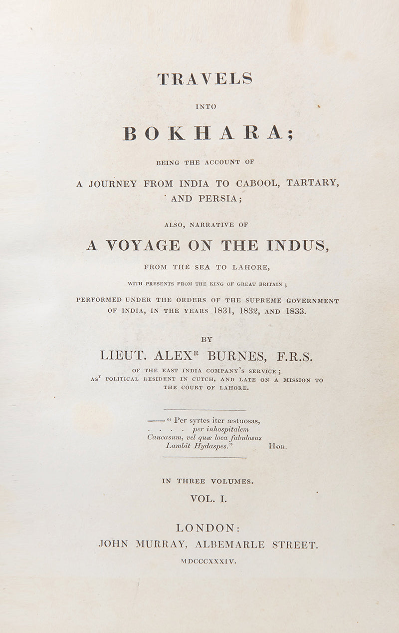 The first edition of Travels into Bokhara by Alexander Burnes, with the rare seperately issued map by Arrowsmith.