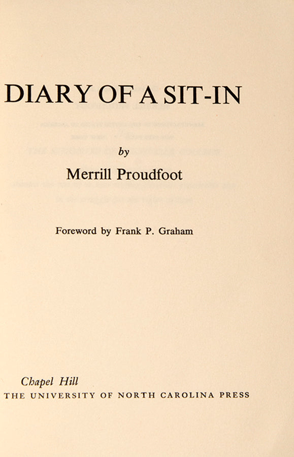 First edition of Diary of a Sit-In by Merrill Proudfoot.