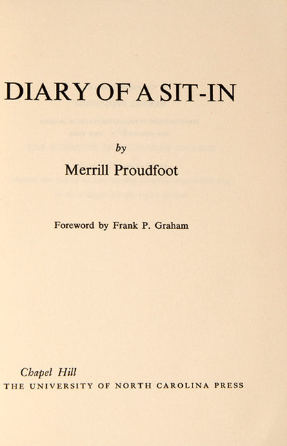 First edition of Diary of a Sit-In by Merrill Proudfoot.