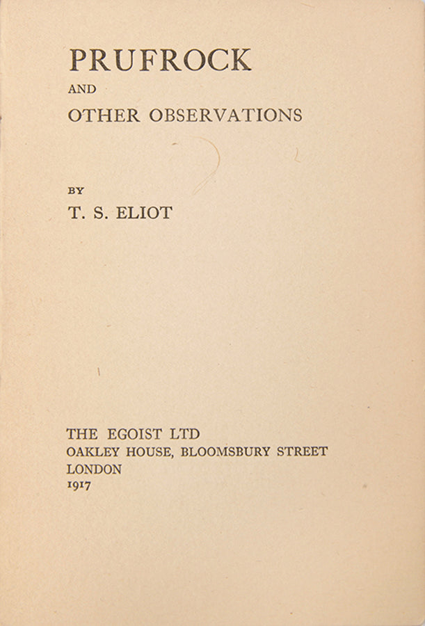 First edition of Prufrock by T.S. Eliot.