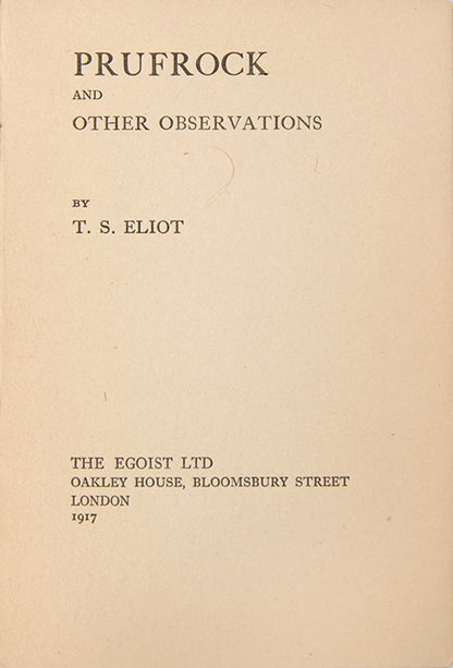 First edition of Prufrock by T.S. Eliot.