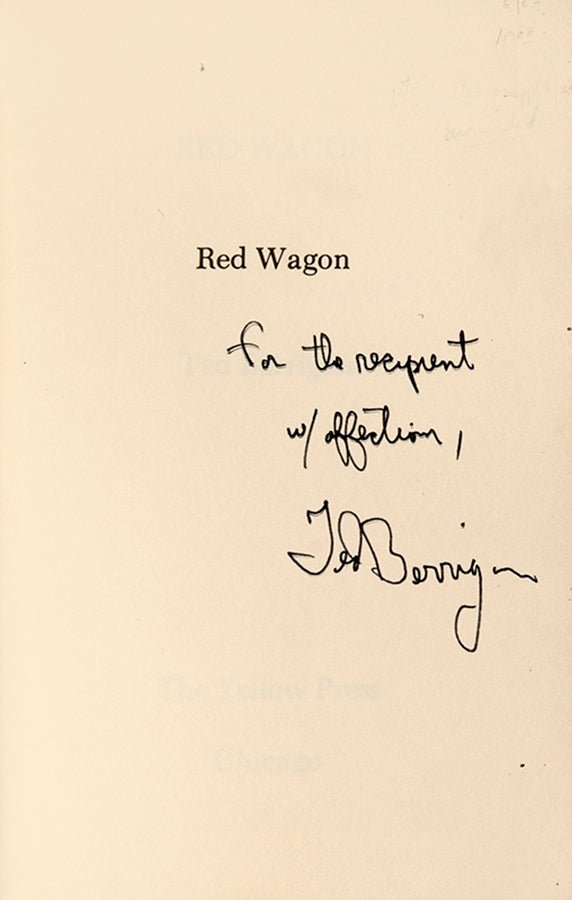 First edition, paperback issue of Red Wagon by Ted Berrigan, inscribed by the author.