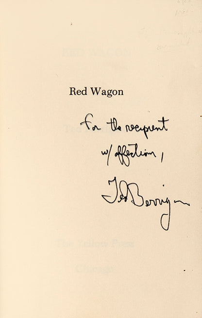 First edition, paperback issue of Red Wagon by Ted Berrigan, inscribed by the author.