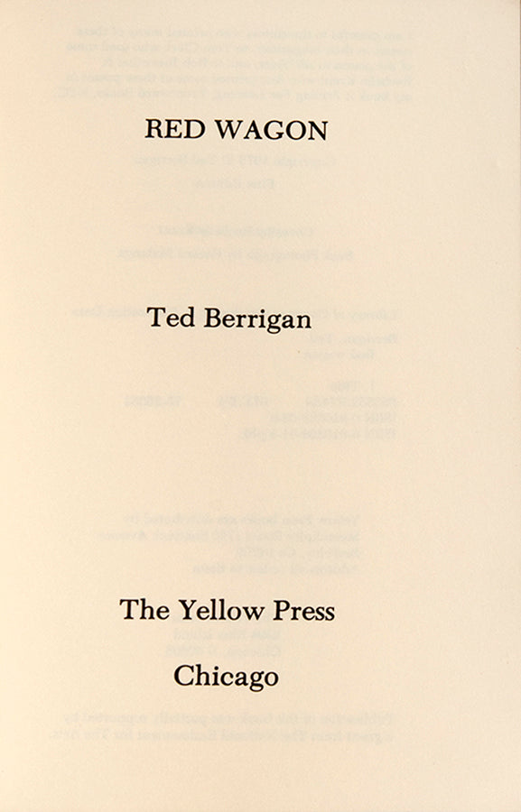 First edition, paperback issue of Red Wagon by Ted Berrigan, inscribed by the author.