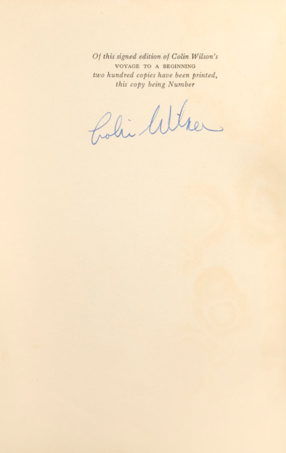 First edition of Voyage to a Beginning, one of 200 signed copies additionally inscribed by the author.
