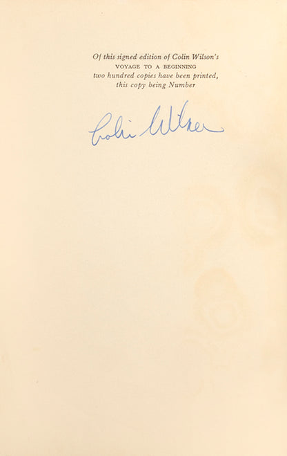 First edition of Voyage to a Beginning, one of 200 signed copies additionally inscribed by the author.