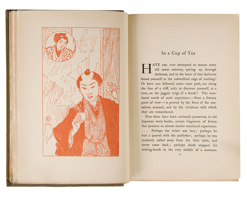 This first edition of Kotto, by Lafcadio Hearn features beautiful illustrations in red by the artist Geniro Yeto, it is also the first state of the first printing