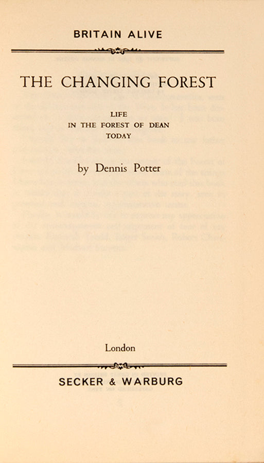 First edition of The Changing Forest by Dennis Potter.