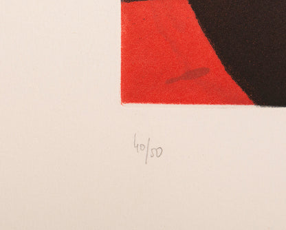Joan Miro, L'Aigrette Rouge, 1976, etching, aquatint, and carborundum, signed by the artist, from the edition of 50, on Arches paper