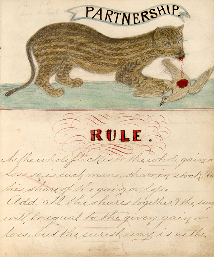 A charming 19th century mathematics workbook focused on sophisticated entreprenurial calculations, completed by John Horsfall, son of a Yorkshire textile magnate.