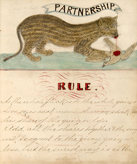 A charming 19th century mathematics workbook focused on sophisticated entreprenurial calculations, completed by John Horsfall, son of a Yorkshire textile magnate.