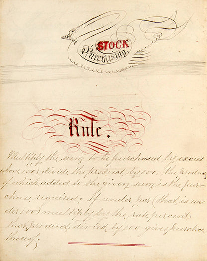 A charming 19th century mathematics workbook focused on sophisticated entreprenurial calculations, completed by John Horsfall, son of a Yorkshire textile magnate. 